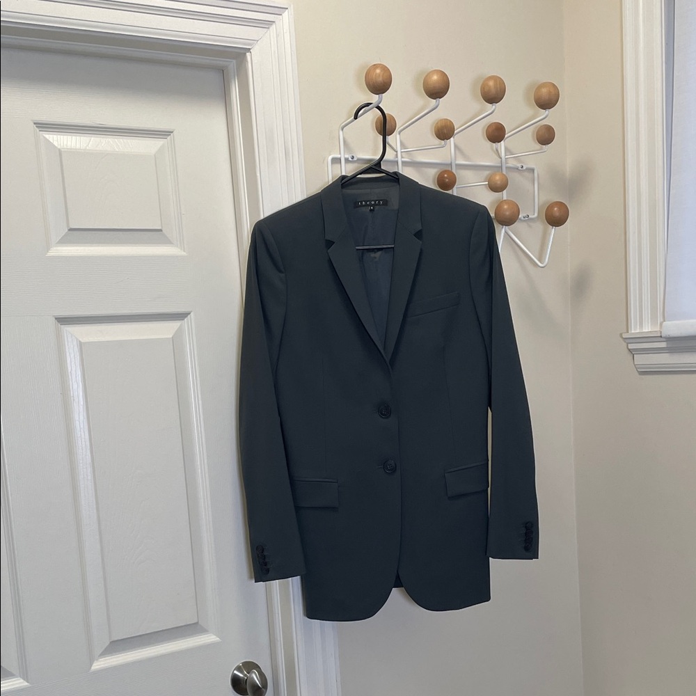 theory - Classic Peplum Wool Blazer - Navy - 6